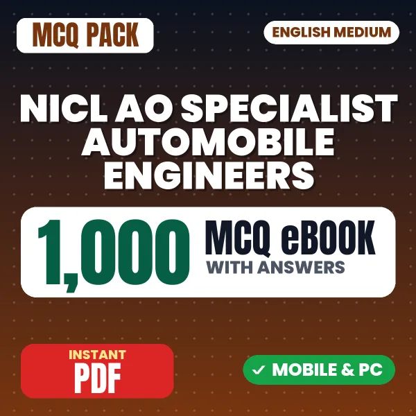 NICL AO Specialist (Automobile Engineers) Prelims Exam – 1000 MCQ eBook with Answers | English Medium PDF Download