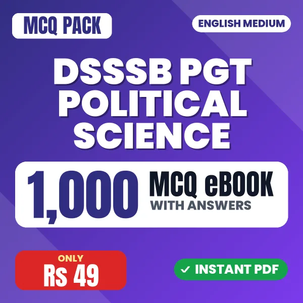 DSSSB PGT Political Science Exam – 1000 MCQ eBook with Answers | English Medium PDF Download