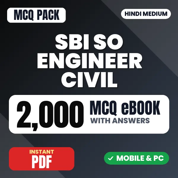 SBI SO Engineer Civil Exam – 2000 MCQ eBook with Answers | Hindi Medium PDF Download