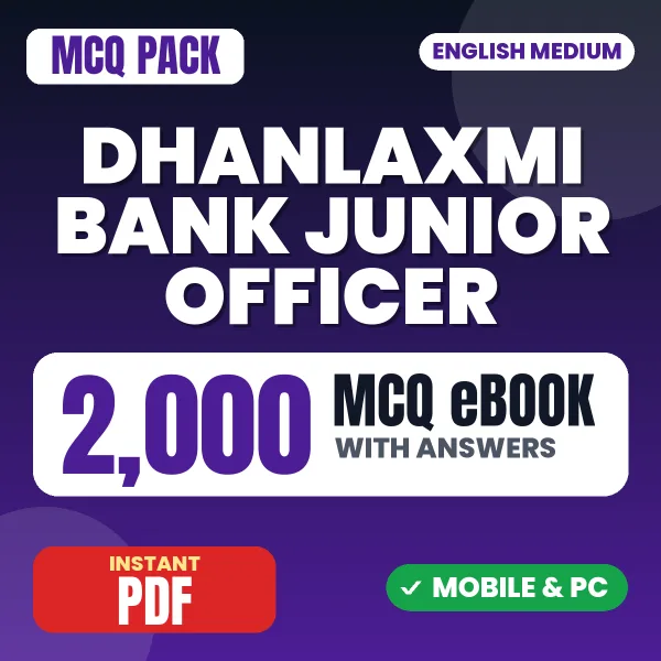 Dhanlaxmi Bank Junior Officer & Assistant Manager Exam – 2000 MCQ eBook with Answers | English Medium PDF Download