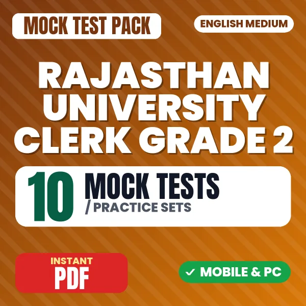 Rajasthan University Clerk Grade 2 Exam Paper I – 10 Mock Tests / Practice Sets | English Medium PDF Download