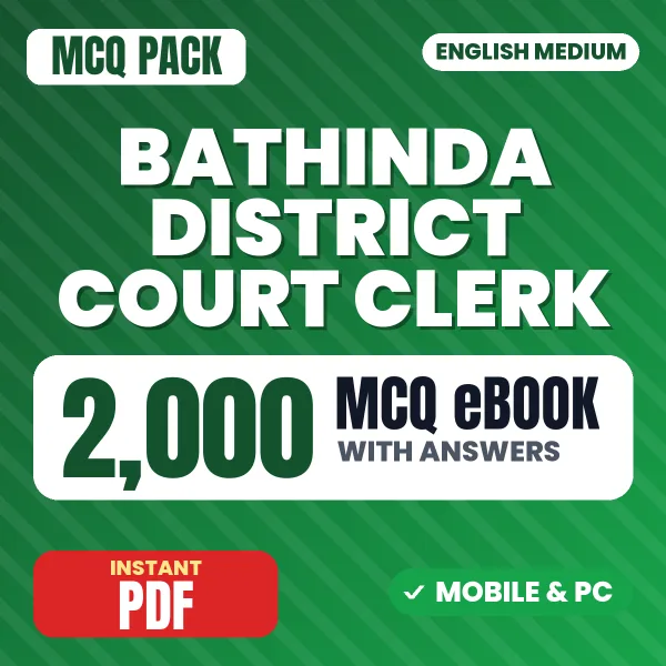 Bathinda District Court Clerk Exam – 2000 MCQ eBook with Answers | English Medium PDF Download