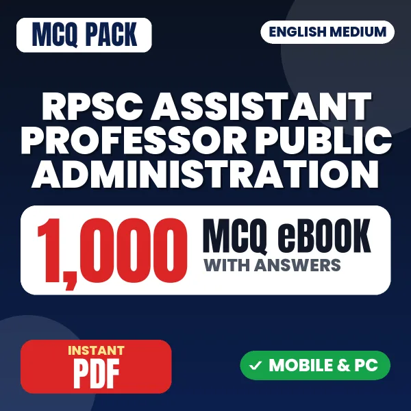 RPSC Assistant Professor (Public Administration) Exam Paper 1 – 1000 MCQ eBook with Answers | English Medium PDF Download