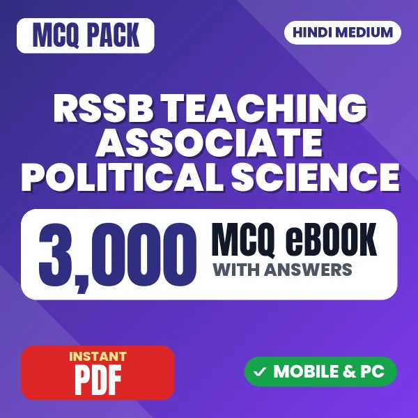 RSSB Teaching Associate (Political Science) Exam Paper 1 – 3000 MCQ eBook with Answers | Hindi Medium PDF Download