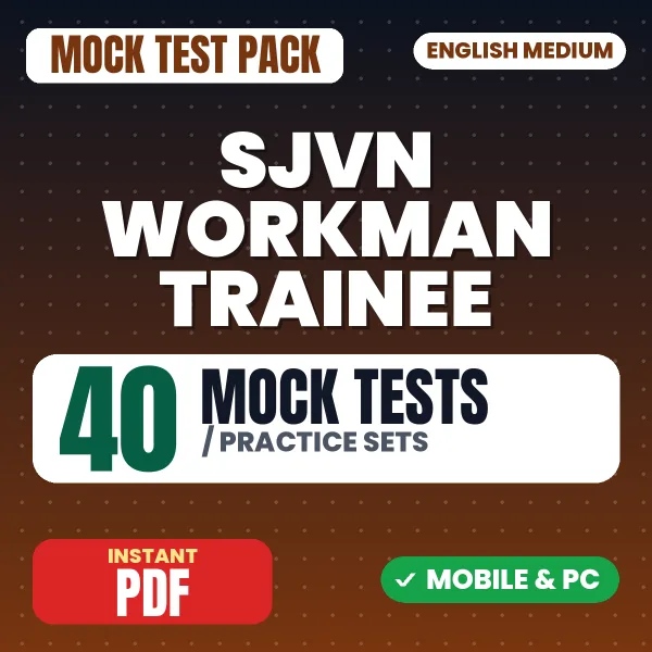 SJVN Workman Trainee (Computer) Exam – 40 Mock Tests / Practice Sets | English Medium PDF Download