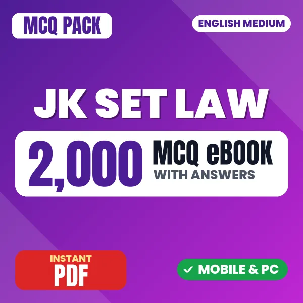 JK SET Law Exam Paper 2 – 2000 MCQ eBook with Answers | English Medium PDF Download