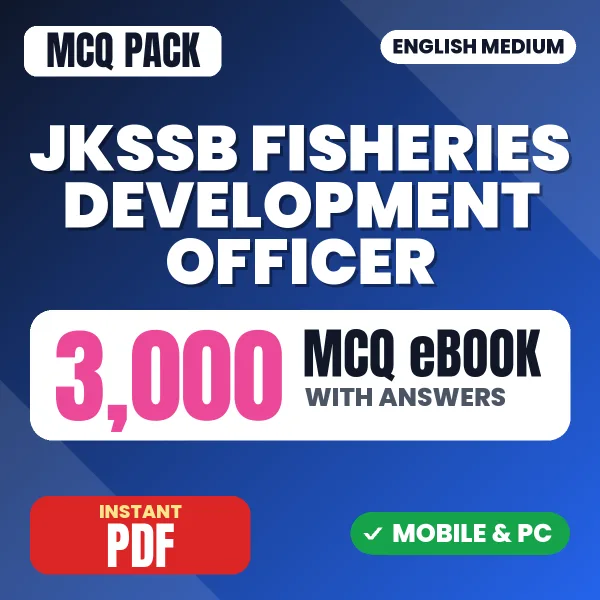 JKSSB Fisheries Development Officer Exam – 3000 MCQ eBook with Answers | English Medium PDF Download