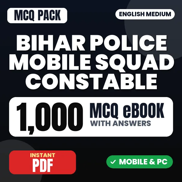 Bihar Police Mobile Squad Constable Exam – 1000 MCQ eBook with Answers | English Medium PDF Download
