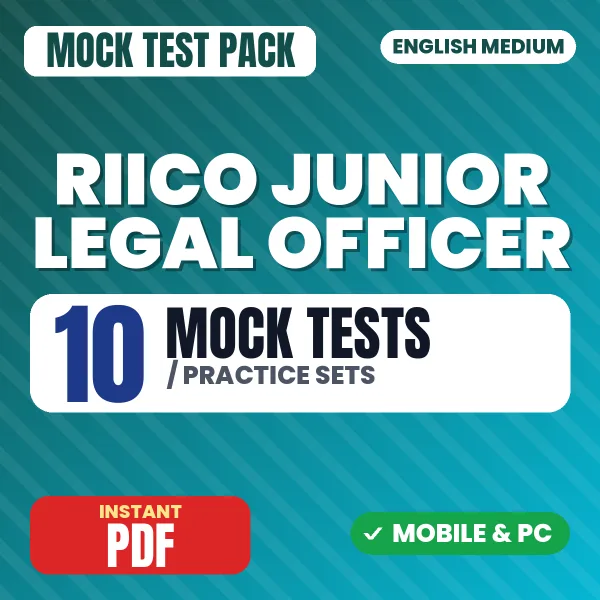 RIICO Junior Legal Officer Exam – 10 Mock Tests / Practice Sets | English Medium PDF Download