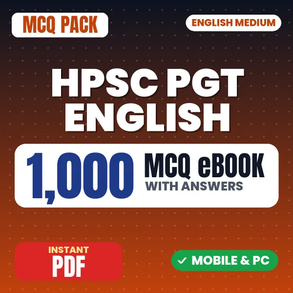 HPSC PGT English Exam Stage 1 (Screening Test) – 1000 MCQ eBook with Answers | English Medium PDF Download