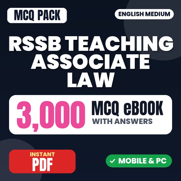 RSSB Teaching Associate (Law) Paper-1 Exam – 3000 MCQ eBook with Answers | English Medium PDF Download