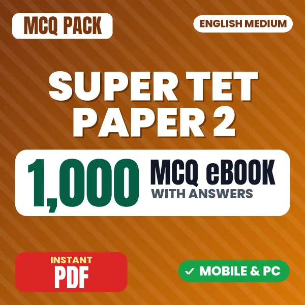 Super TET Paper 2 Social Studies Exam – 1000 MCQ eBook with Answers | English Medium PDF Download