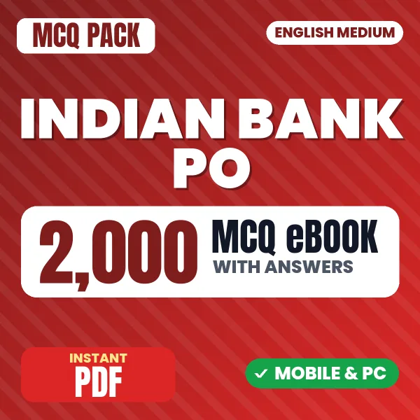 Indian Bank PO Prelims Exam – 2000 MCQ eBook with Answers | English Medium PDF Download