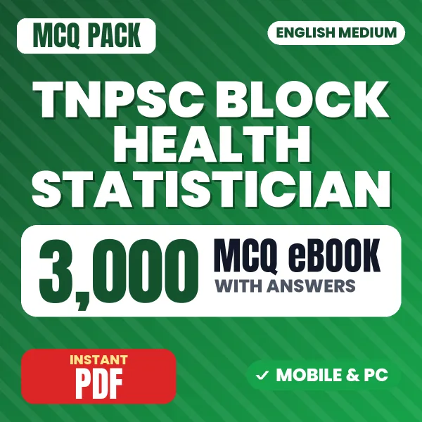 TNPSC Block Health Statistician Exam Paper 1 – 3000 MCQ eBook with Answers | English Medium PDF Download