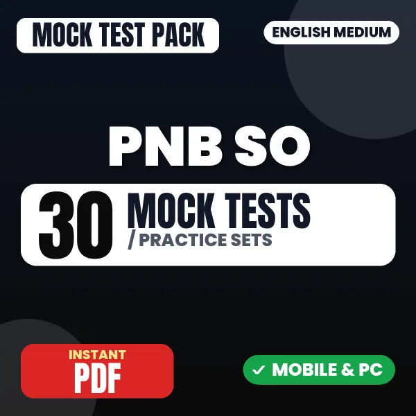 PNB SO (Officer Credit) Exam – 30 Mock Tests / Practice Sets | English Medium PDF Download