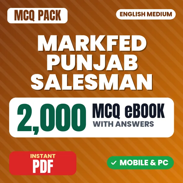 Markfed Punjab Salesman Exam – 2000 MCQ eBook with Answers | English Medium PDF Download