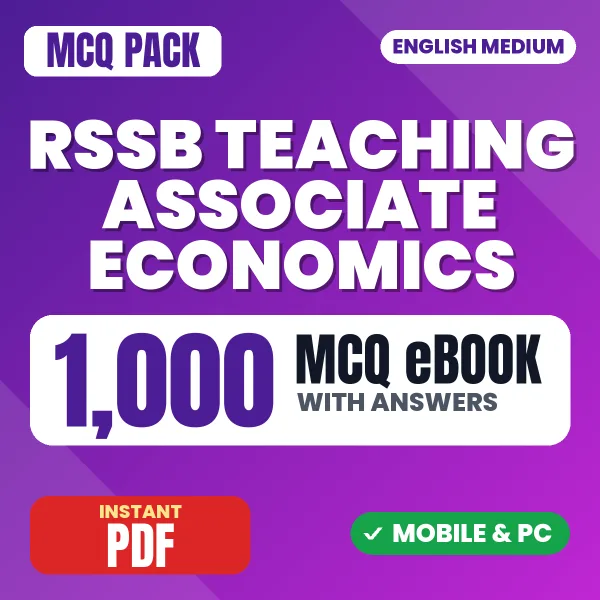 RSSB Teaching Associate (Economics) Exam Paper 1 – 1000 MCQ eBook with Answers | English Medium PDF Download