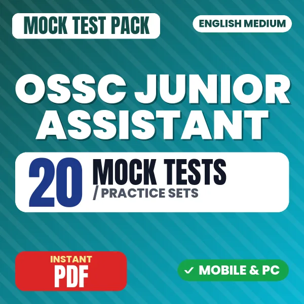 OSSC Junior Assistant Prelims Exam – 20 Mock Tests / Practice Sets | English Medium PDF Download
