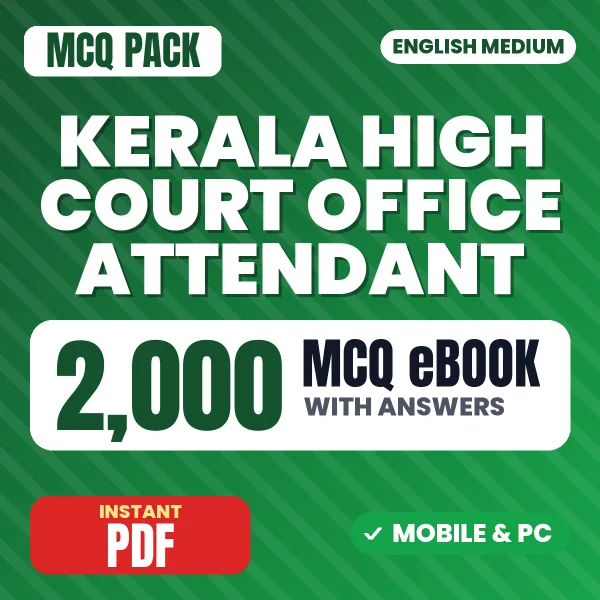 Kerala High Court Office Attendant Exam – 2000 MCQ eBook with Answers | English Medium PDF Download