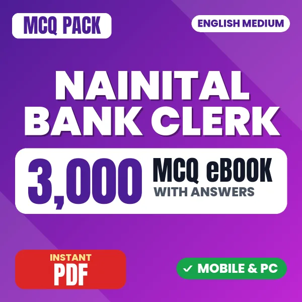 Nainital Bank Clerk Exam – 3000 MCQ eBook with Answers | English Medium PDF Download