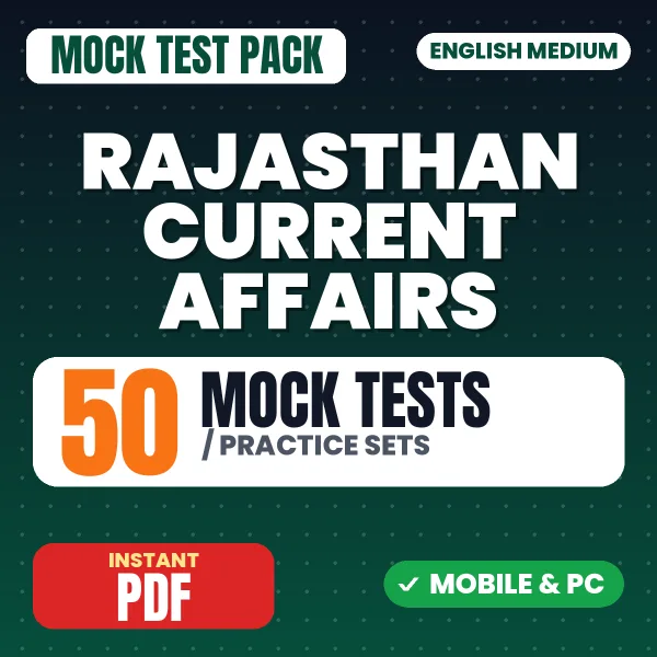 Rajasthan Current Affairs in English - January 2026 – 50 Mock Tests / Practice Sets | English Medium PDF Download