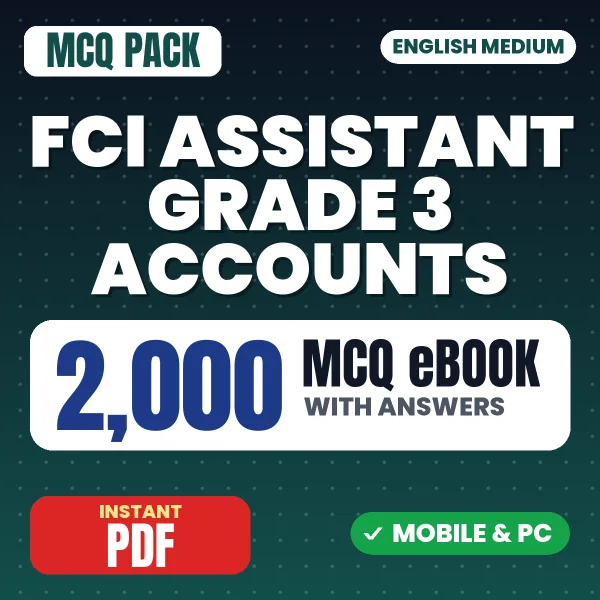 FCI Assistant Grade III (Accounts) Phase-I Exam – 2000 MCQ eBook with Answers | English Medium PDF Download