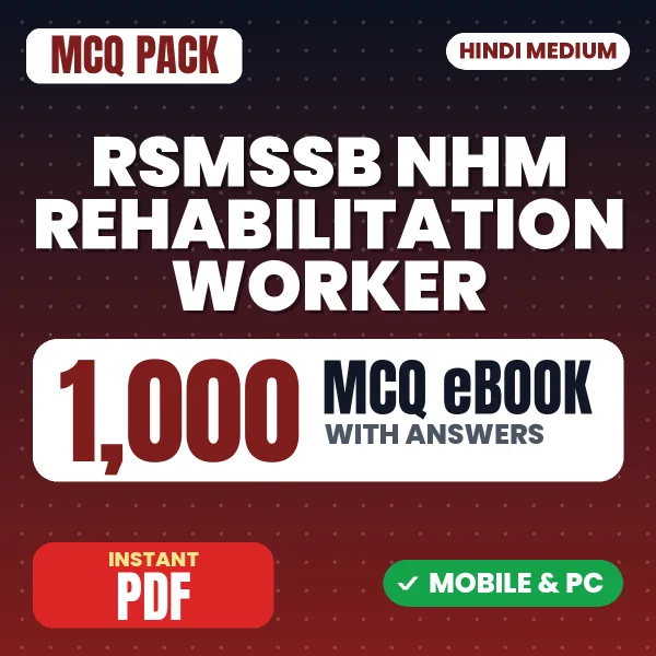 RSMSSB NHM Rehabilitation Worker Exam – 1000 MCQ eBook with Answers | Hindi Medium PDF Download
