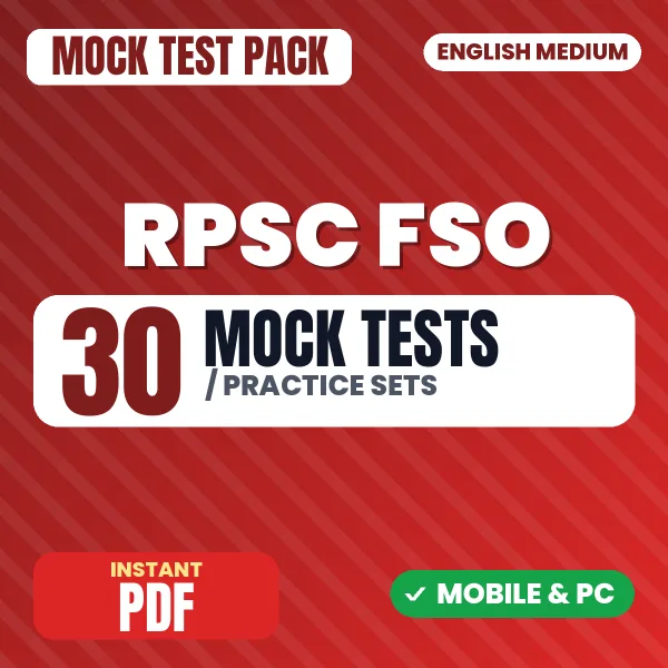 RPSC Food Safety Officer Exam – 30 Mock Tests / Practice Sets | English Medium PDF Download