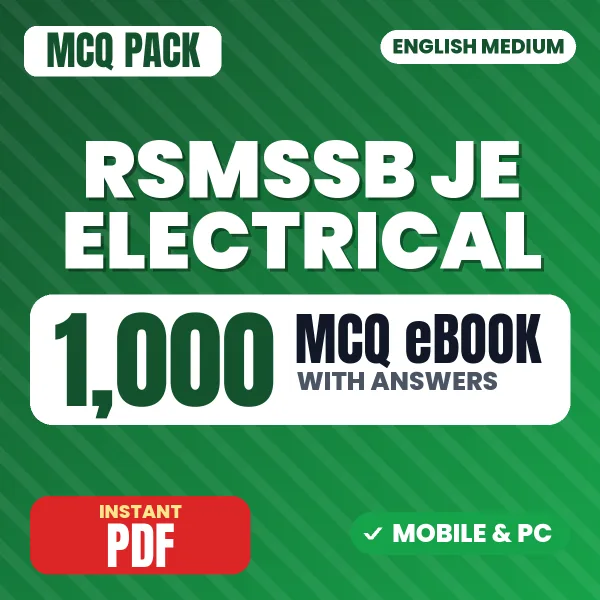 RSMSSB JE (Electrical) Exam – 1000 MCQ eBook with Answers | English Medium PDF Download