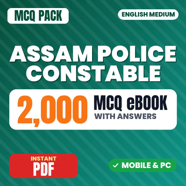 Assam Police Constable Exam – 2000 MCQ eBook with Answers | English Medium PDF Download