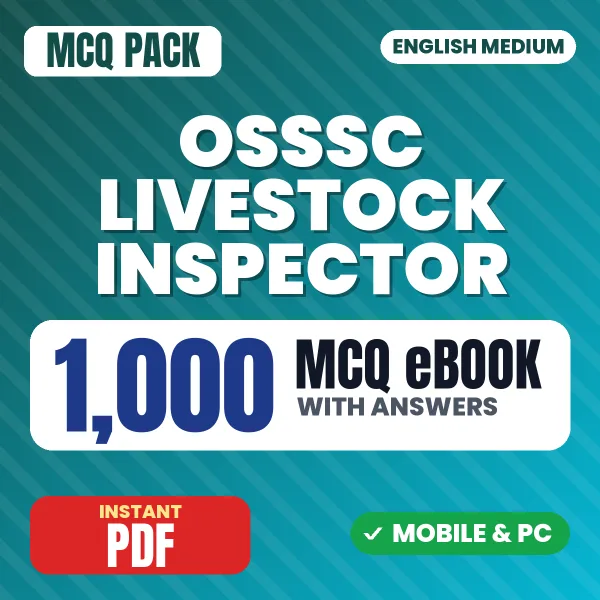 OSSSC Livestock Inspector Exam – 1000 MCQ eBook with Answers | English Medium PDF Download