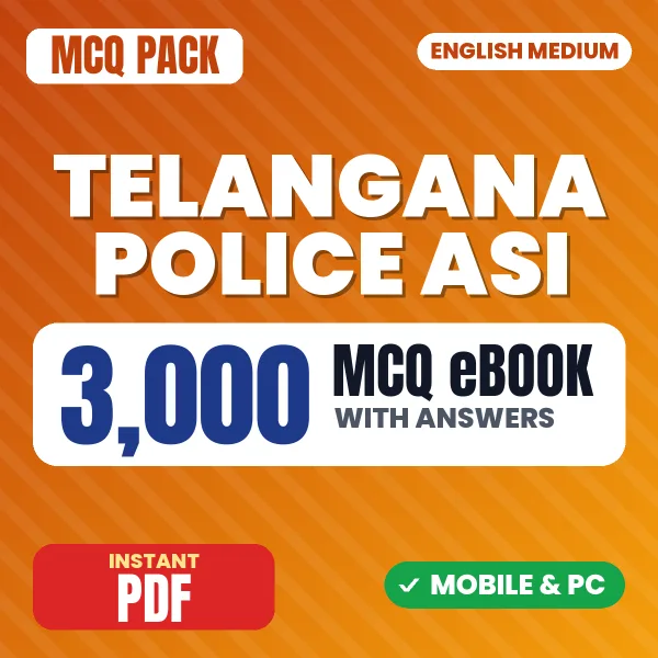 Telangana Police ASI Paper-1 Part A Exam – 3000 MCQ eBook with Answers | English Medium PDF Download