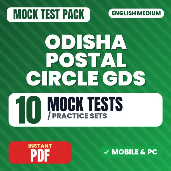 Odisha Postal Circle GDS Exam – 10 Mock Tests / Practice Sets | English Medium PDF Download
