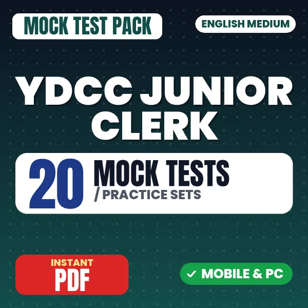 YDCC Junior Clerk Exam – 20 Mock Tests / Practice Sets | English Medium PDF Download