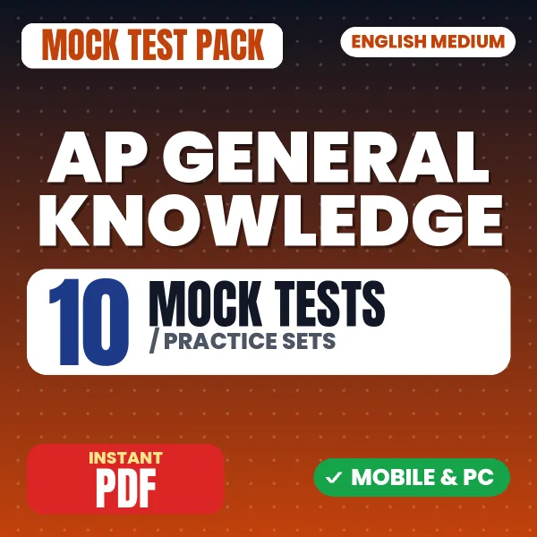 Andhra Pradesh General Knowledge – 10 Mock Tests / Practice Sets | English Medium PDF Download