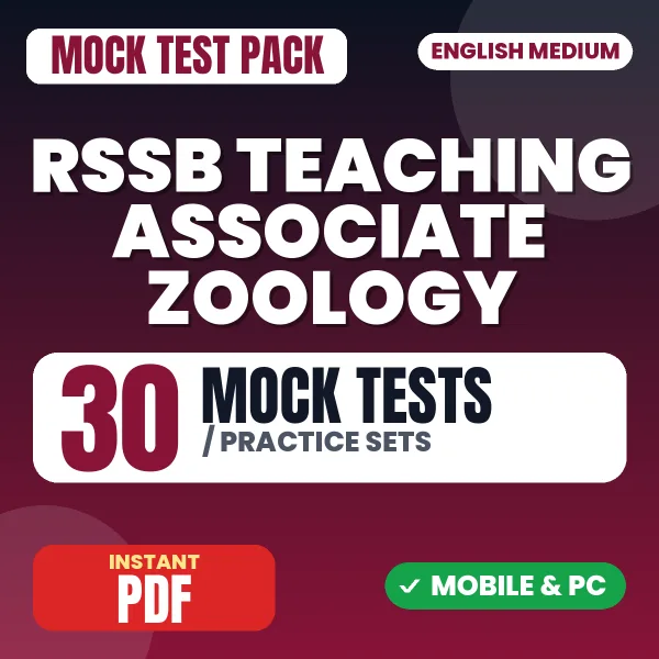 RSSB Teaching Associate (Zoology) Exam Paper 1 – 30 Mock Tests / Practice Sets | English Medium PDF Download