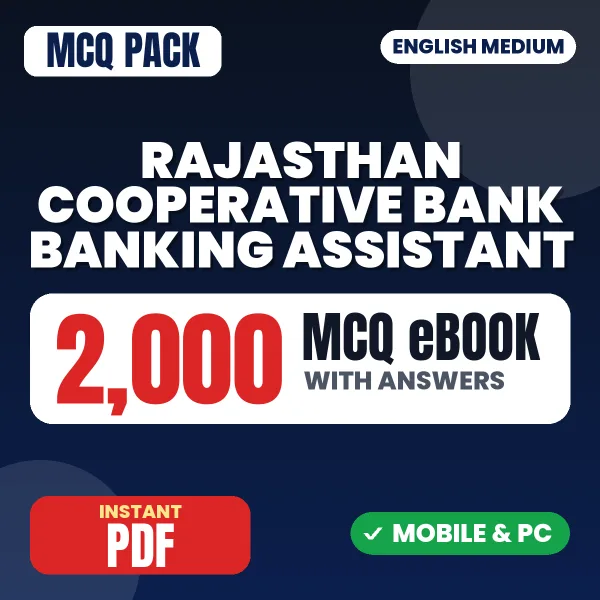 Rajasthan Cooperative Bank Banking Assistant Exam – 2000 MCQ eBook with Answers | English Medium PDF Download