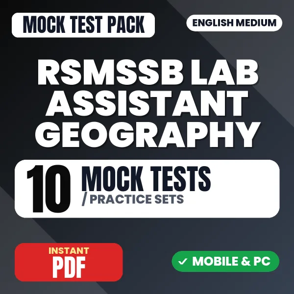RSSB Lab Assistant (Geography) Exam – 10 Mock Tests / Practice Sets | English Medium PDF Download