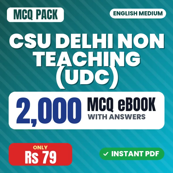 CSU Delhi Non Teaching (UDC) Exam – 2000 MCQ eBook with Answers | English Medium PDF Download