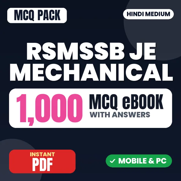 RSMSSB JE (Mechanical) Exam – 1000 MCQ eBook with Answers | Hindi Medium PDF Download