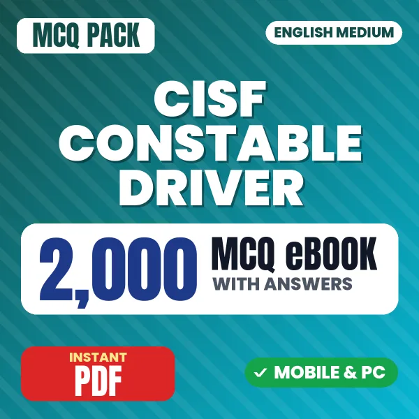 CISF Constable Driver Exam – 2000 MCQ eBook with Answers | English Medium PDF Download