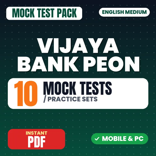 Vijaya Bank Peon Exam – 10 Mock Tests / Practice Sets | English Medium PDF Download