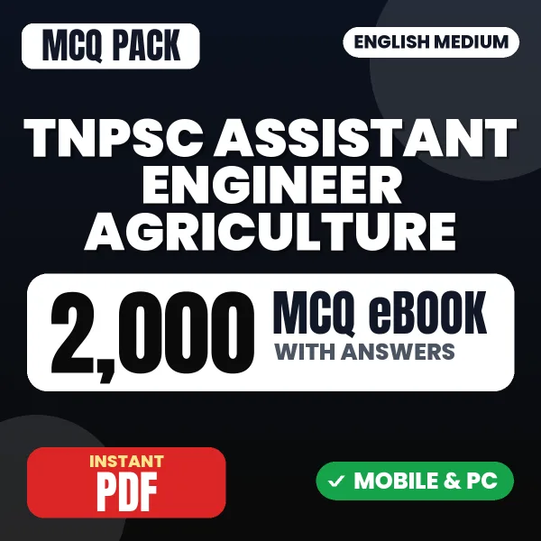 TNPSC Assistant Engineer (Agriculture) Paper-2 Exam – 2000 MCQ eBook with Answers | English Medium PDF Download
