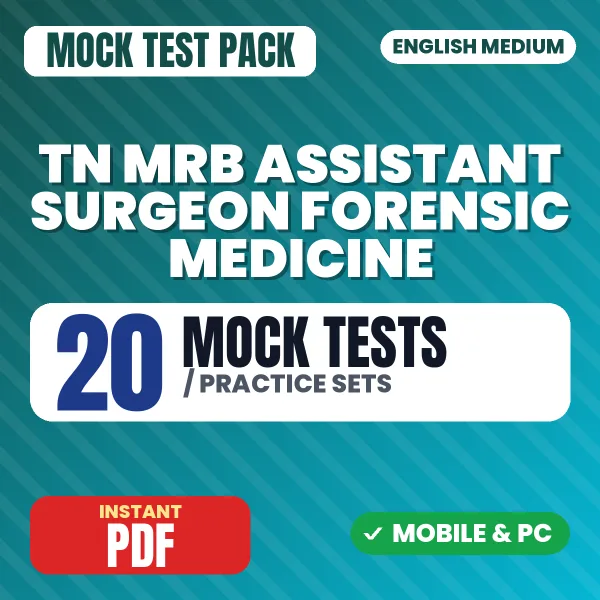 TN MRB Assistant Surgeon (Forensic Medicine) Exam – 20 Mock Tests / Practice Sets | English Medium PDF Download