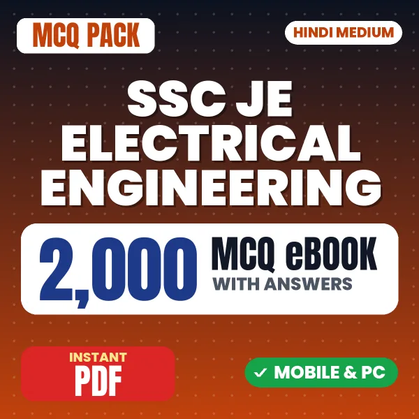SSC JE Electrical Engineering Exam Paper 1 – 2000 MCQ eBook with Answers | Hindi Medium PDF Download