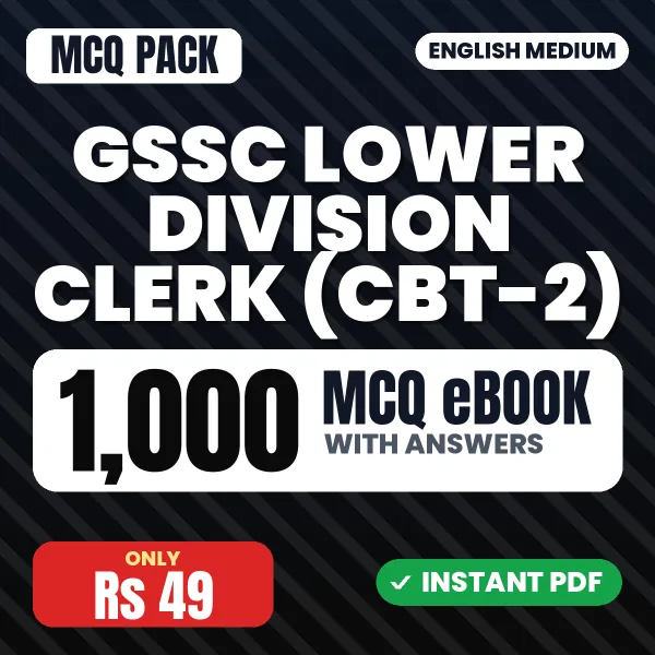 GSSC Lower Division Clerk (CBT-2) Exam – 1000 MCQ eBook with Answers | English Medium PDF Download
