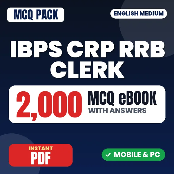 IBPS CRP RRB Clerk Prelims Exam – 2000 MCQ eBook with Answers | English Medium PDF Download