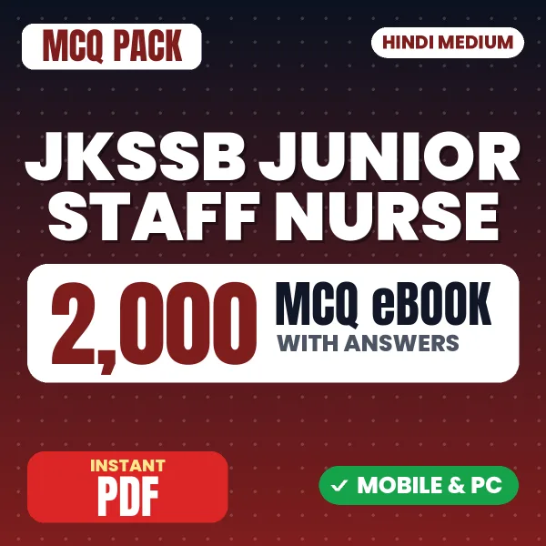 JKSSB Junior Staff Nurse Exam – 2000 MCQ eBook with Answers | Hindi Medium PDF Download