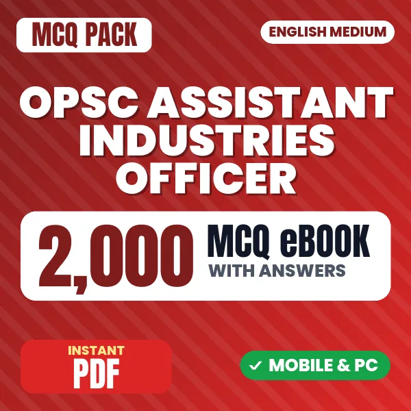 OPSC Assistant Industries Officer Exam Paper 1 – 2000 MCQ eBook with Answers | English Medium PDF Download