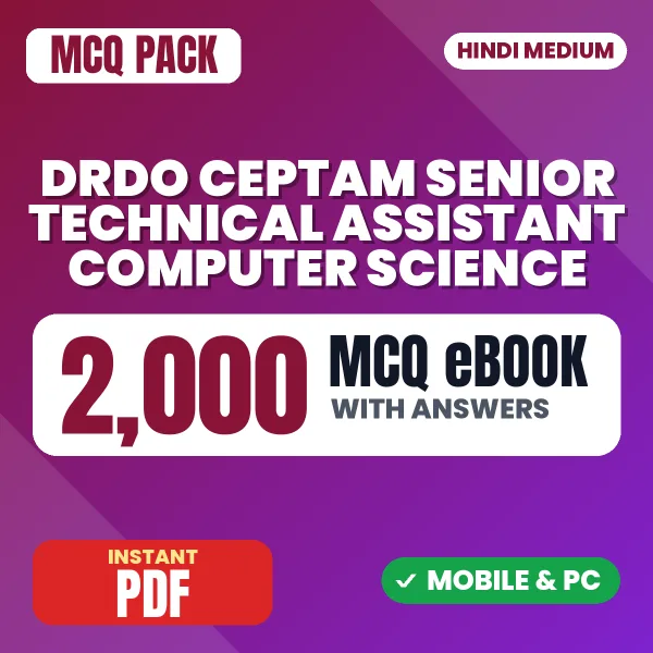 DRDO CEPTAM Senior Technical Assistant (Computer Science) Exam Tier 1 – 2000 MCQ eBook with Answers | Hindi Medium PDF Download